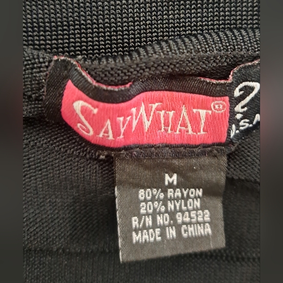 Say What ? M Black Slinky Stretch Knit Dress Ribbed Full Zip Down Cap Sleeve - Picture 3 of 4